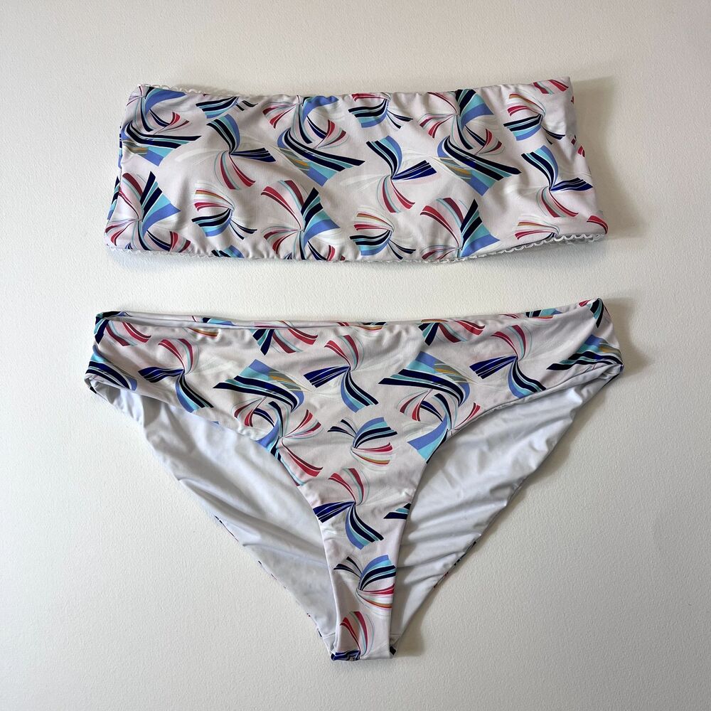 DIPPIN' DAISY'S Bandeau Camilla Top and Bottom Swimsuit Bikini Set Sz Large